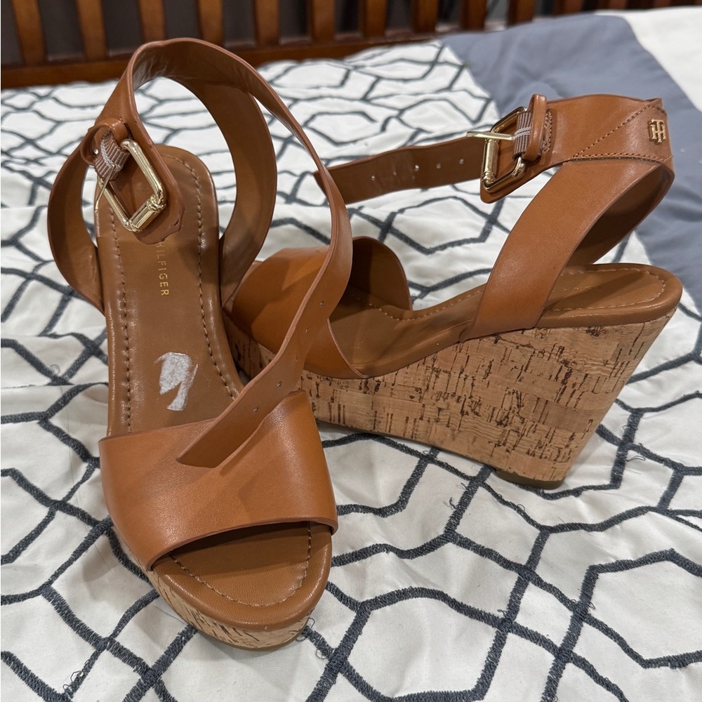 Tommy Hilfiger Brown Wedge Sandals